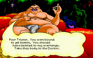 Tongue of the Fatman 08 Losing the fight gets you ridiculed by the Fatman himself.gif