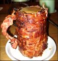 A pig mug filled with curdled cow drippings