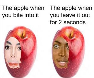 The apple - when you leave it out vs when you bite it.JPG