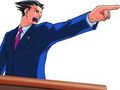 Phoenix Wright doing what he does best: Pointing.